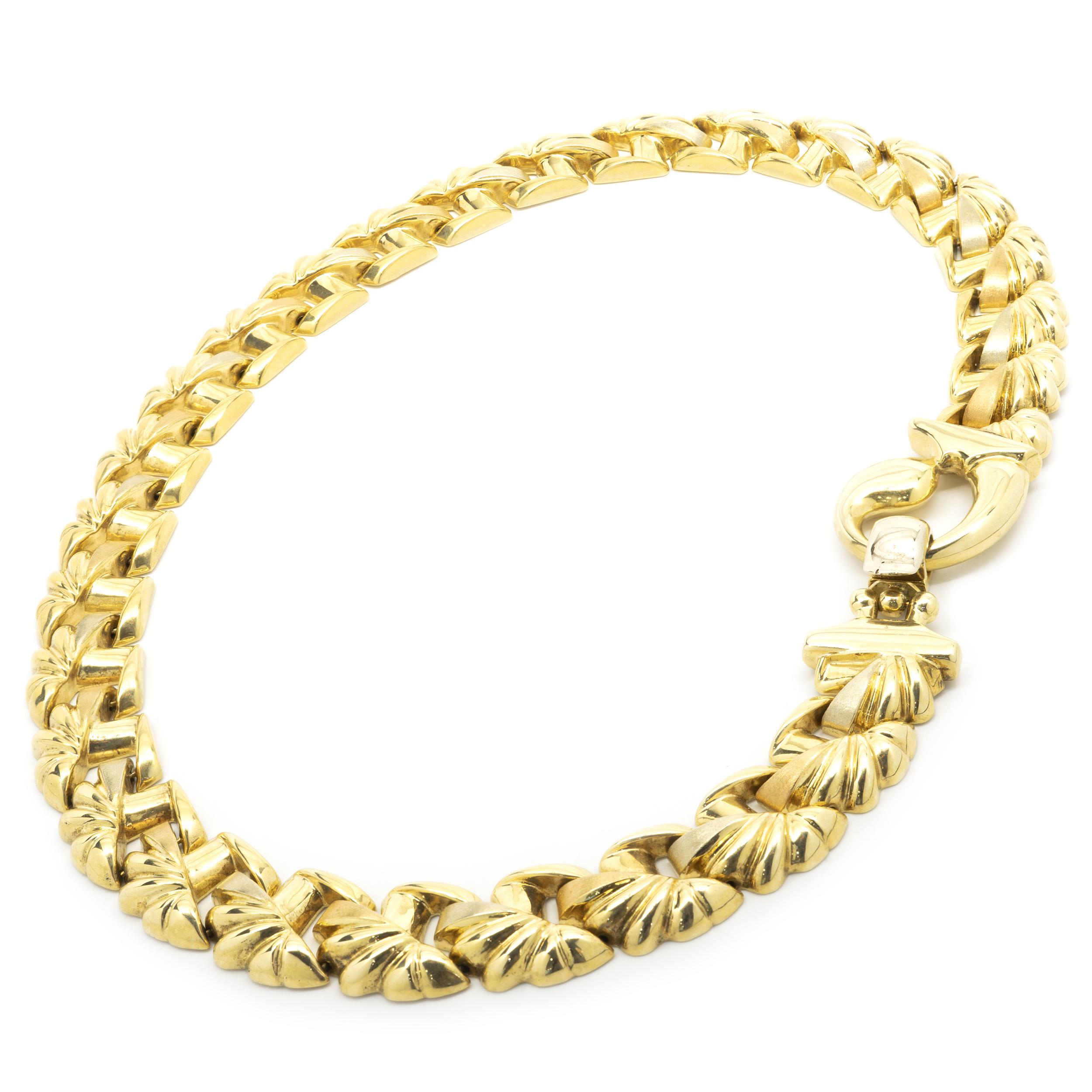 Designer: custom
Material: 18K yellow gold
Weight: 86.69 grams
Measurement: necklace measures 20-inches
