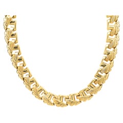 18 Karat Yellow Gold Ornate Custom Link Collar Necklace
