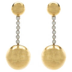18 Karat Yellow Gold Ornate Diamond Drop Earrings