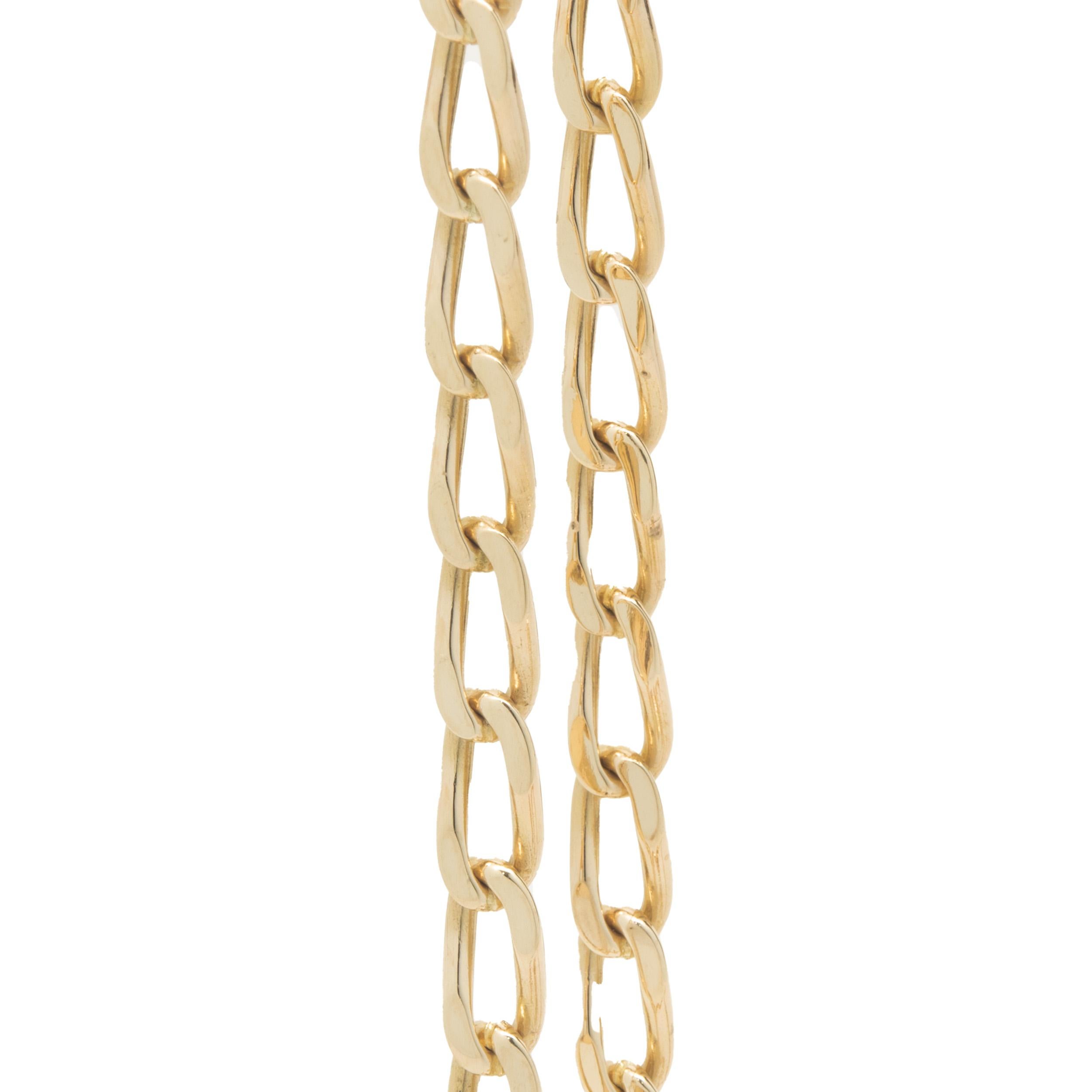 Material: 18K yellow gold
Dimension: necklace measures 20-inches in length
Weight: 28.34 grams
