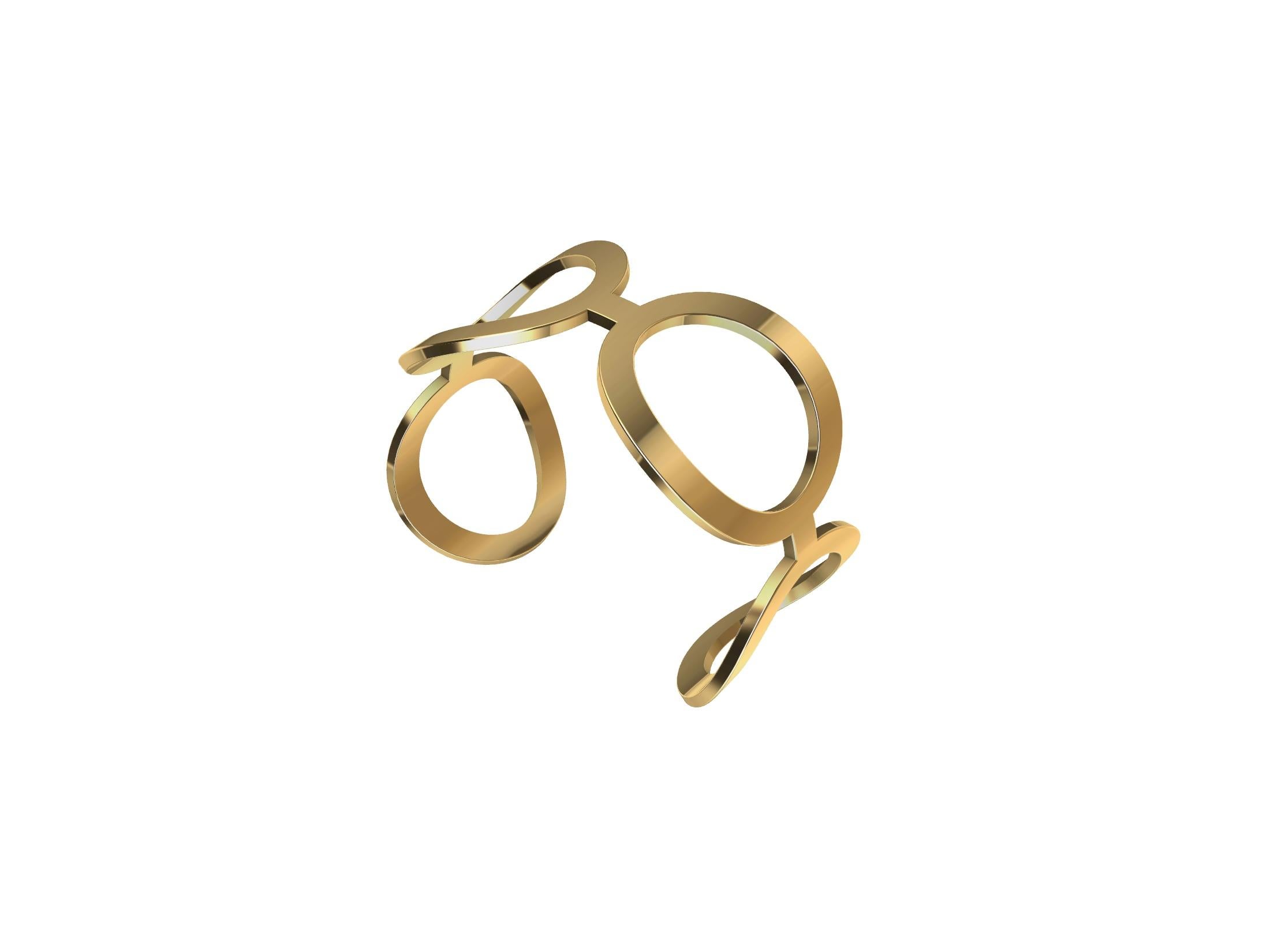 18 Karat Yellow Gold Oval Cuff Bracelet For Sale 1