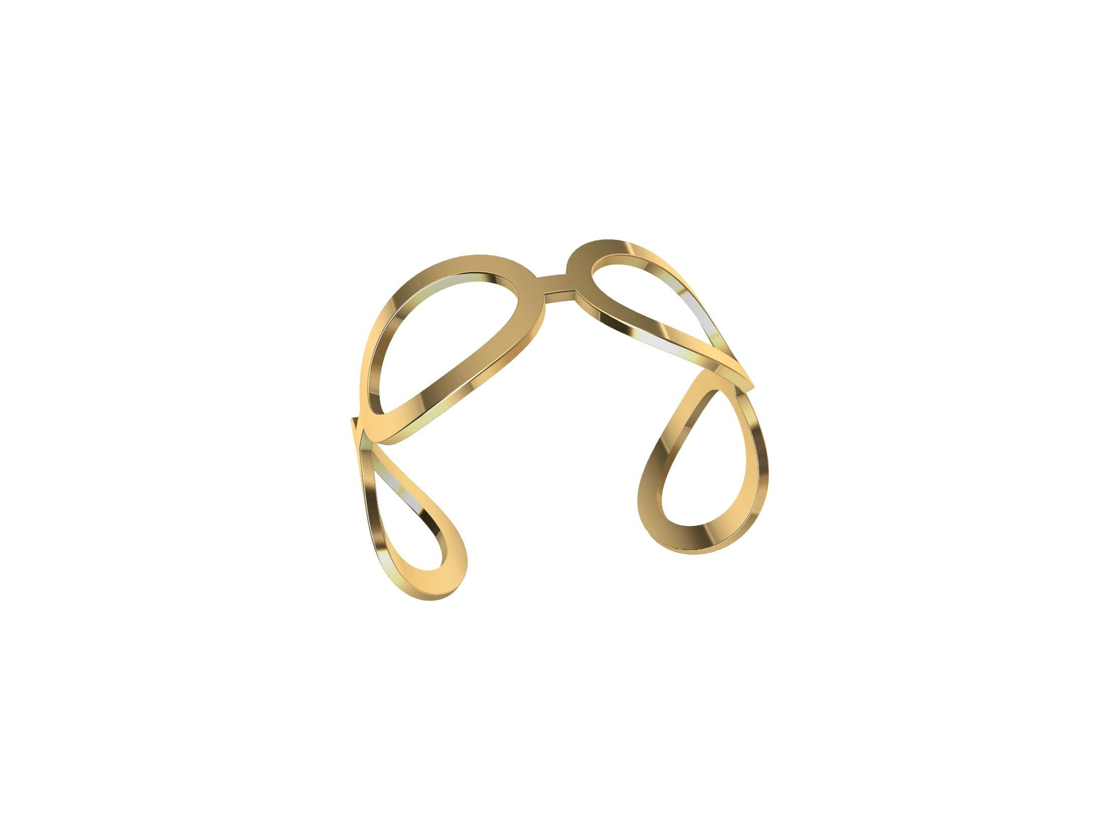 18 Karat Yellow Gold Oval Cuff Bracelet For Sale 3