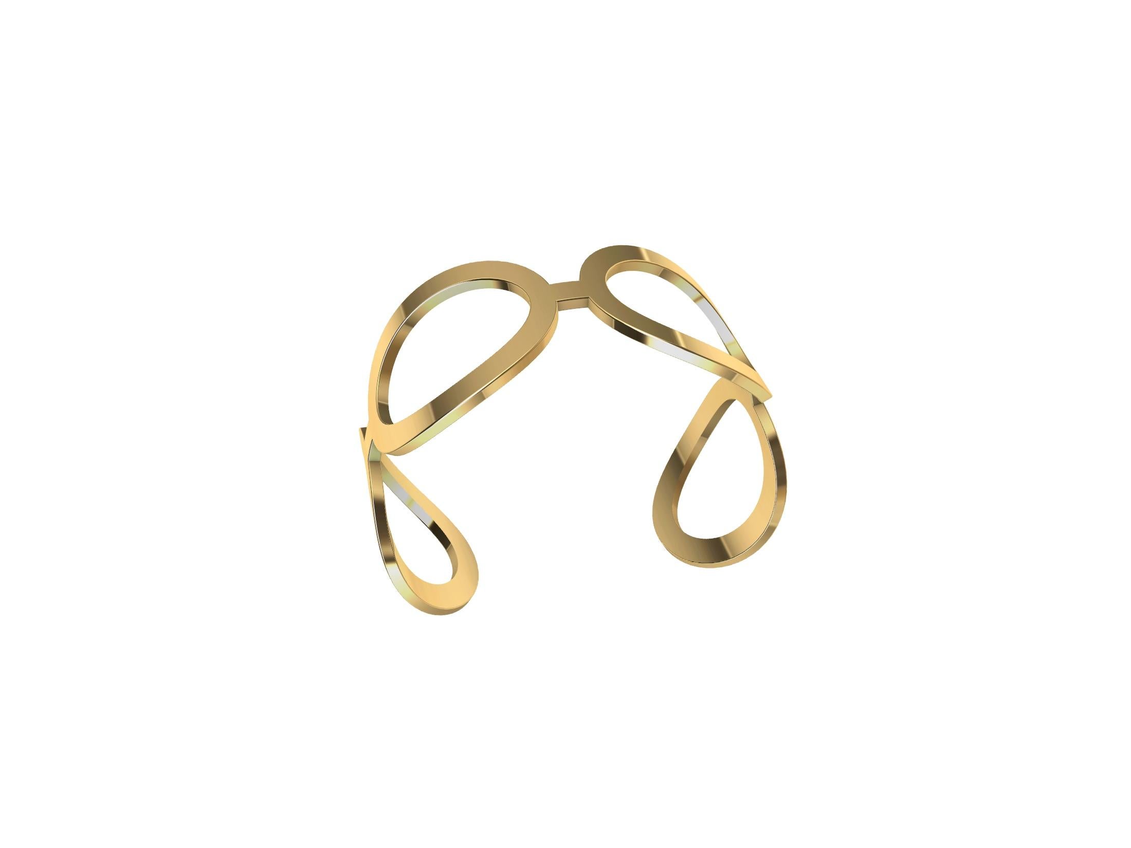 Women's 18 Karat Yellow Gold Oval Cuff Bracelet For Sale