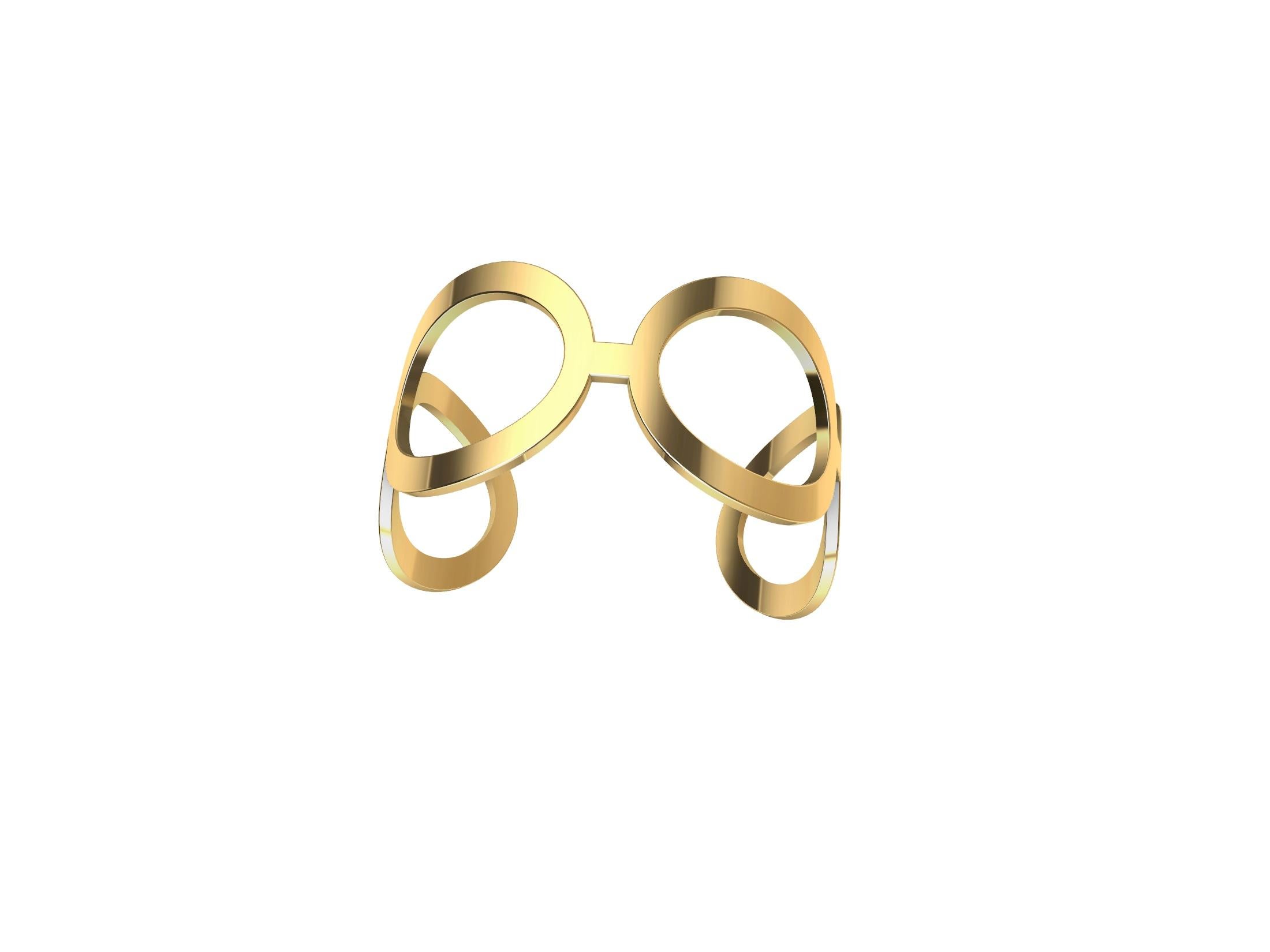 Bracelet manchette ovale en or jaune 18 carats en vente 4
