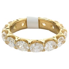 18 Karat Yellow Gold Oval Cut Diamond Eternity Band