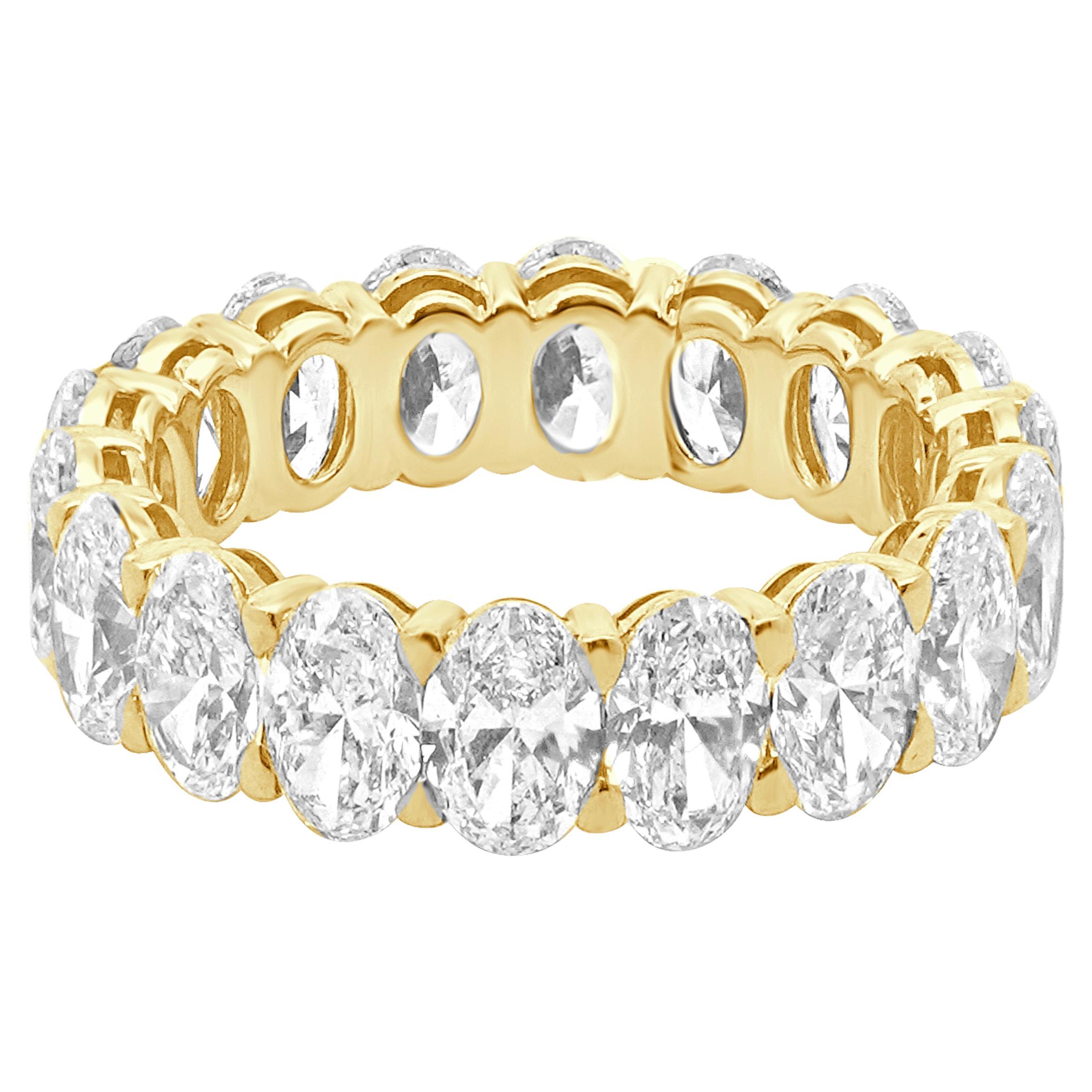 18 Karat Yellow Gold Oval Cut Diamond Eternity Band