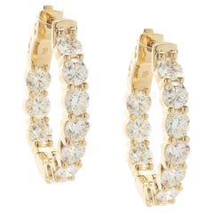 18 Karat Gelbgold Oval Diamant Inside Outside Creolen Ohrringe