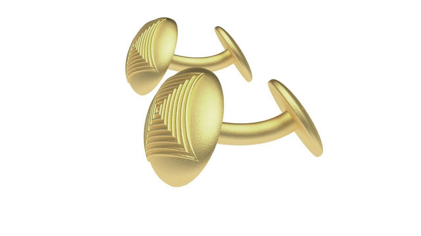 Contemporary 18 Karat Yellow Gold Oval Domed Cufflinks For Sale