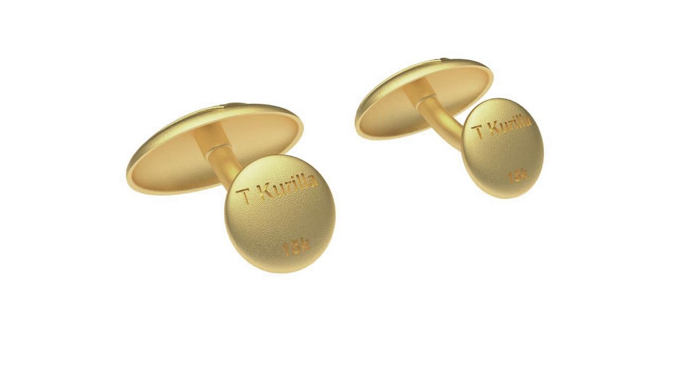 18 Karat Yellow Gold Oval Domed Cufflinks In New Condition For Sale In New York, NY
