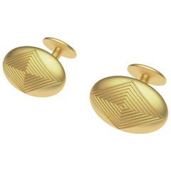 18 Karat Yellow Gold Oval Domed Cufflinks