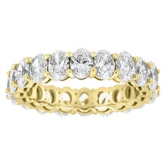 Bague d'éternité ovale en or jaune 18 carats avec diamants de 4 carats