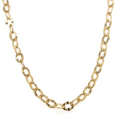 18 Karat Yellow Gold Oval Flat Link Chain