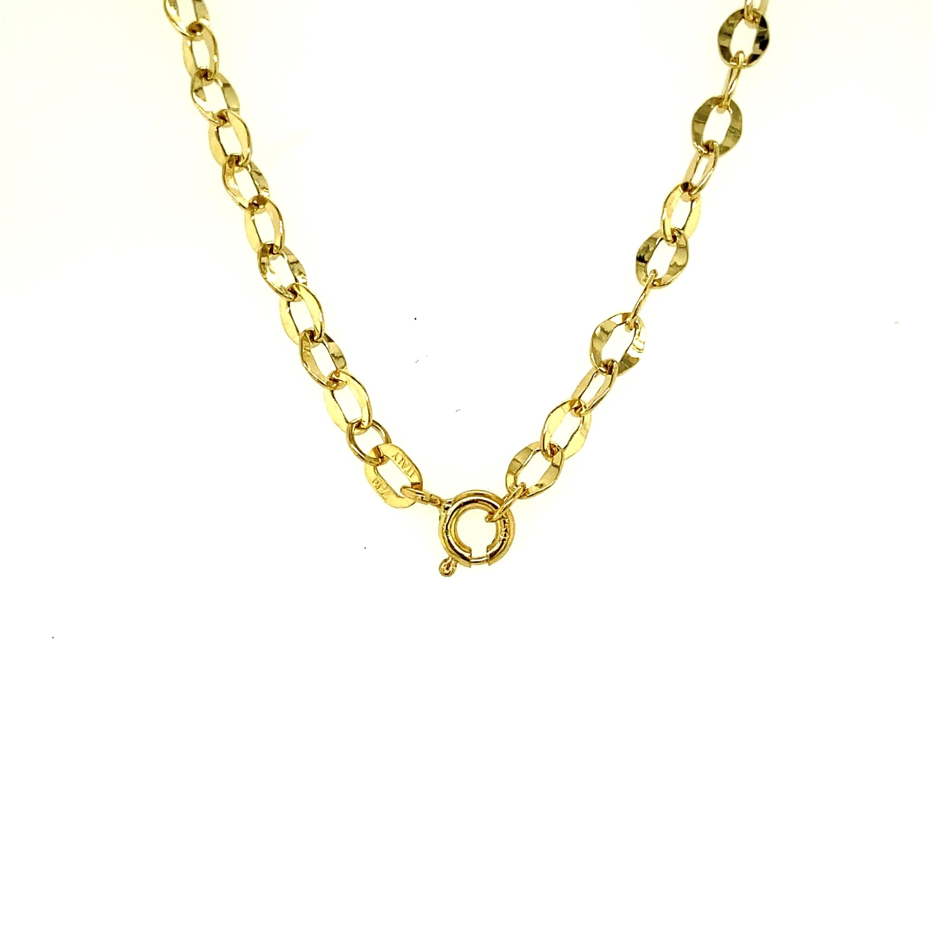 18 Karat Gelbgold Ovale flache Gliederkette (Zeitgenössisch)