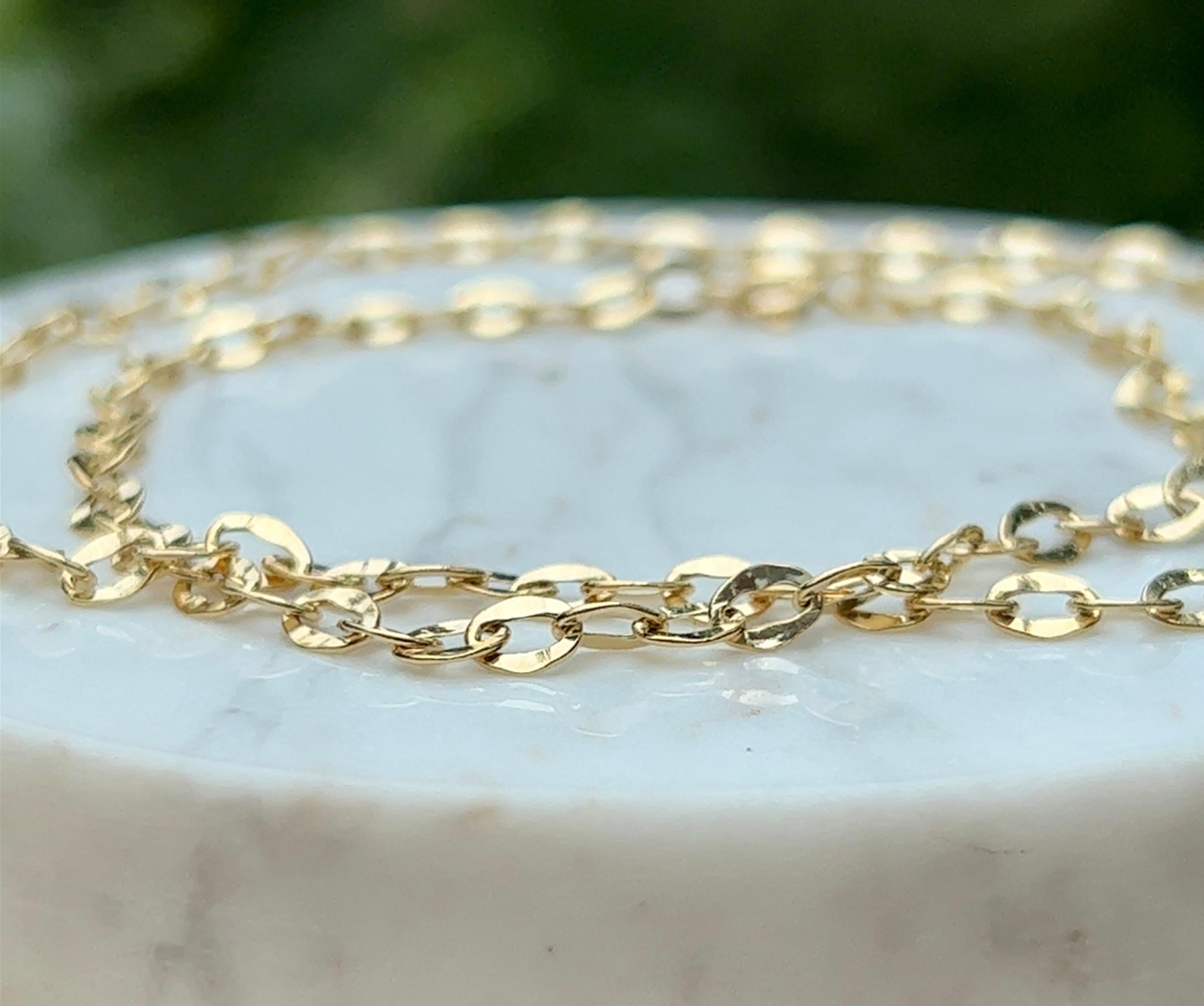18 Karat Gelbgold Ovale flache Gliederkette 1