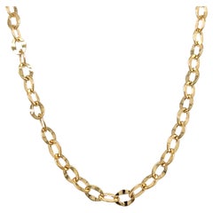 18 Karat Yellow Gold Oval Flat Link Chain