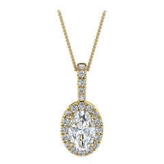 18 Karat Yellow Gold Oval Halo Diamond '1/2 Carat'