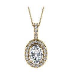 Or jaune 18 carats avec halo de diamants ovales de 3/4 carats