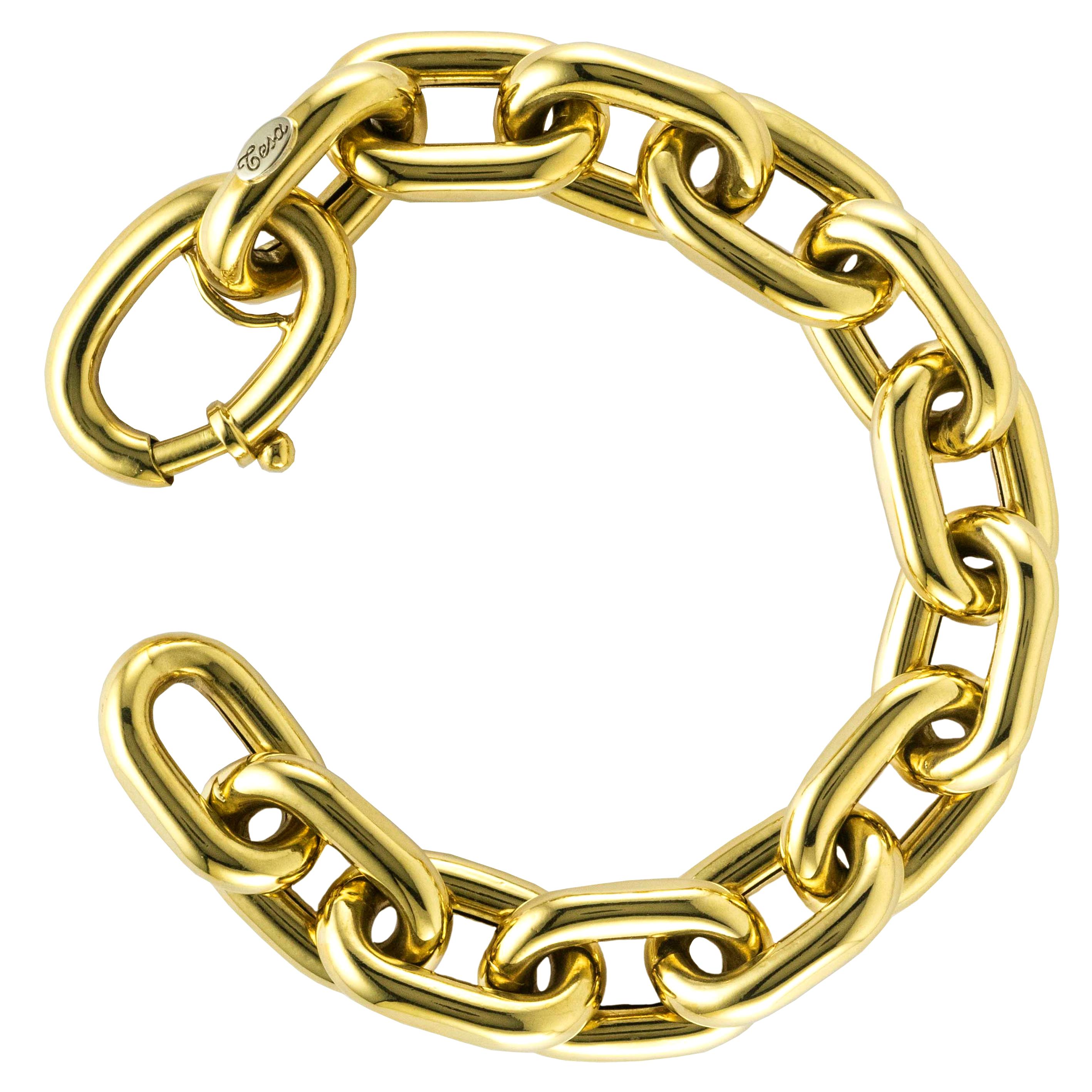 18 Karat Yellow Gold Oval Link Bracelet