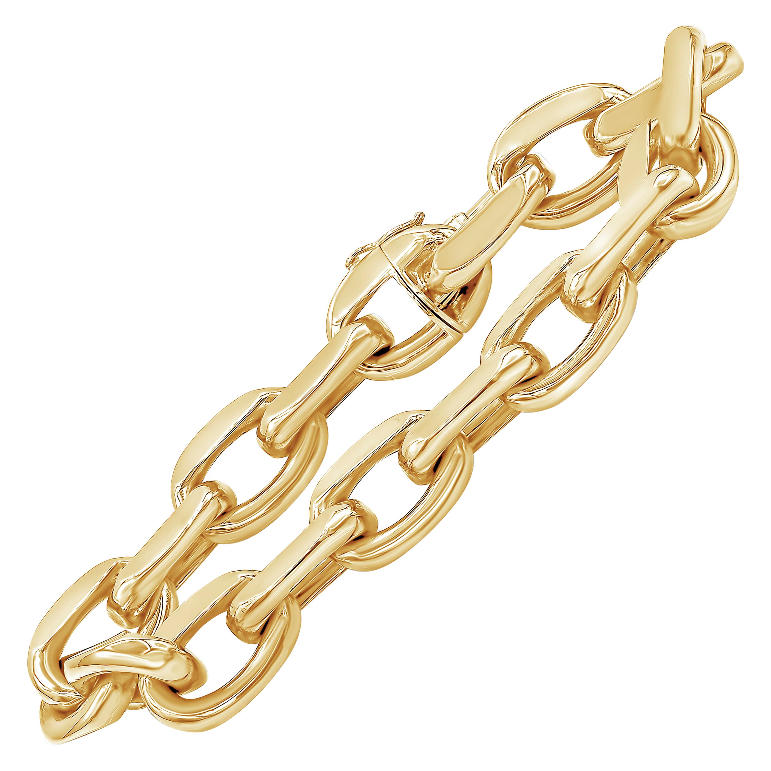 18 Karat Yellow Gold Oval Link Bracelet For Sale