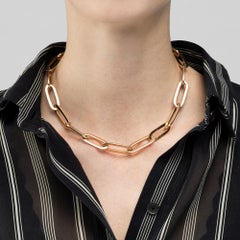 18 Karat Yellow Gold Oval Link Chain Necklace