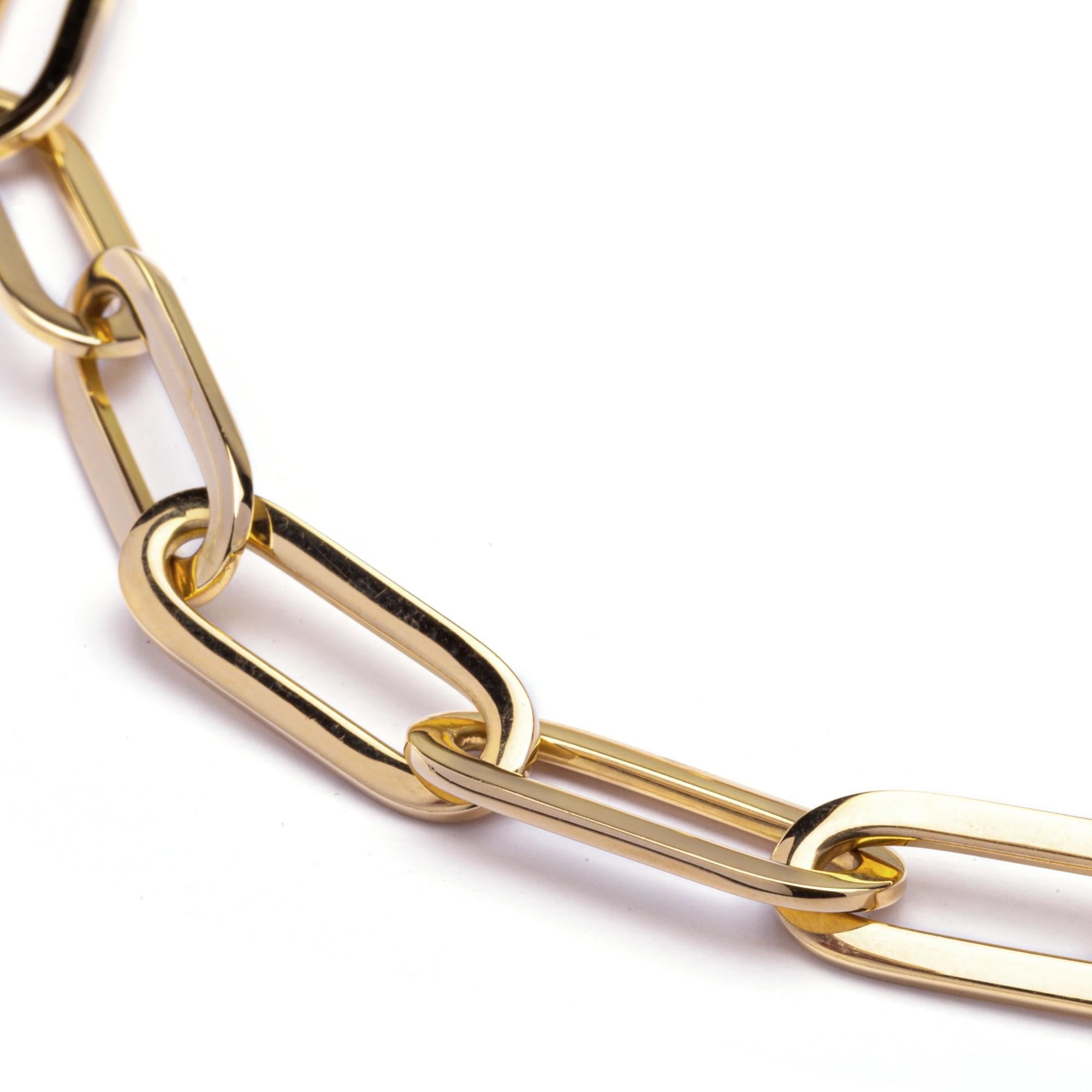 Women's or Men's 18 Karat Yellow Gold Oval Link Chain Necklace For Sale