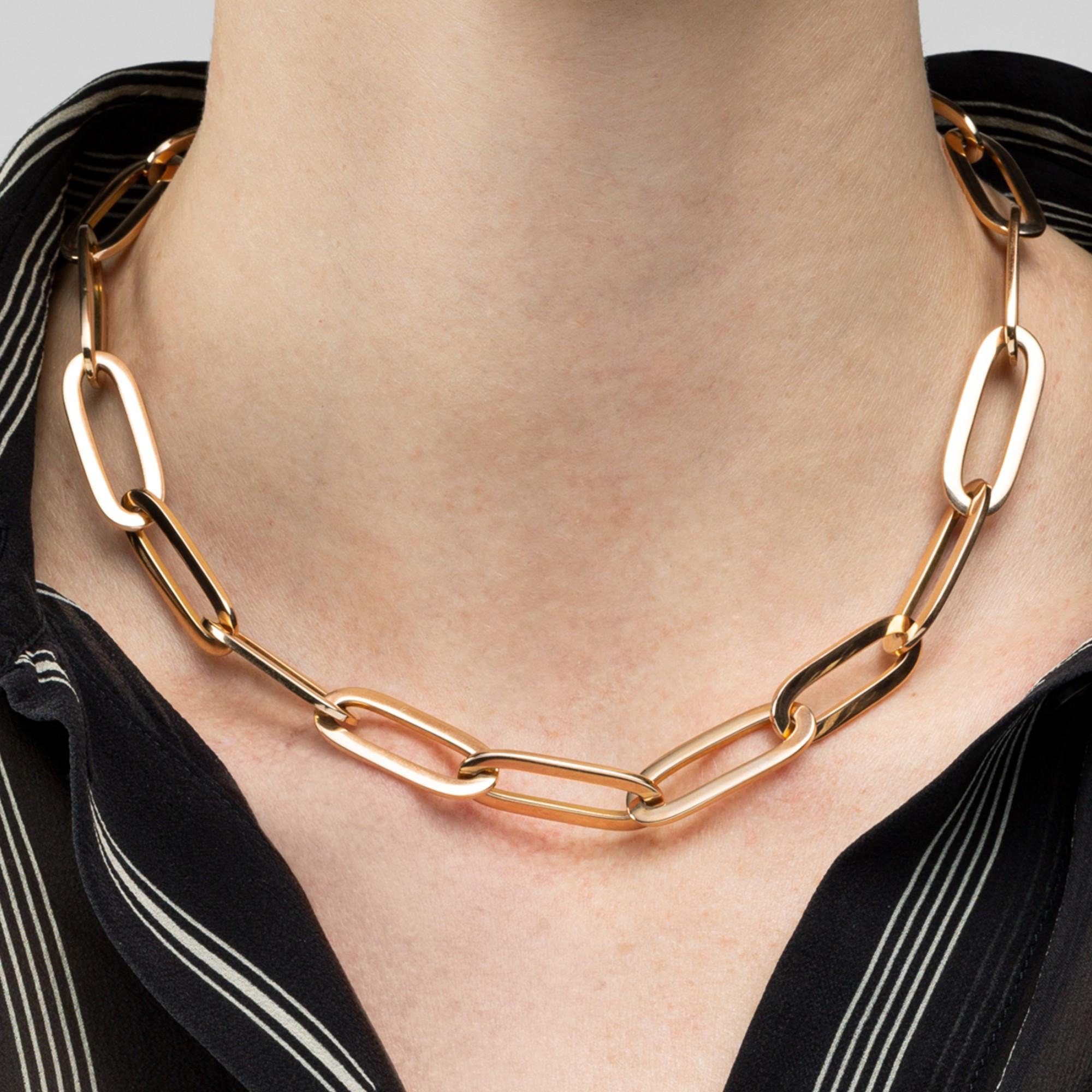 18 Karat Gelbgold Oval Gliederkette Halskette für Damen oder Herren im Angebot