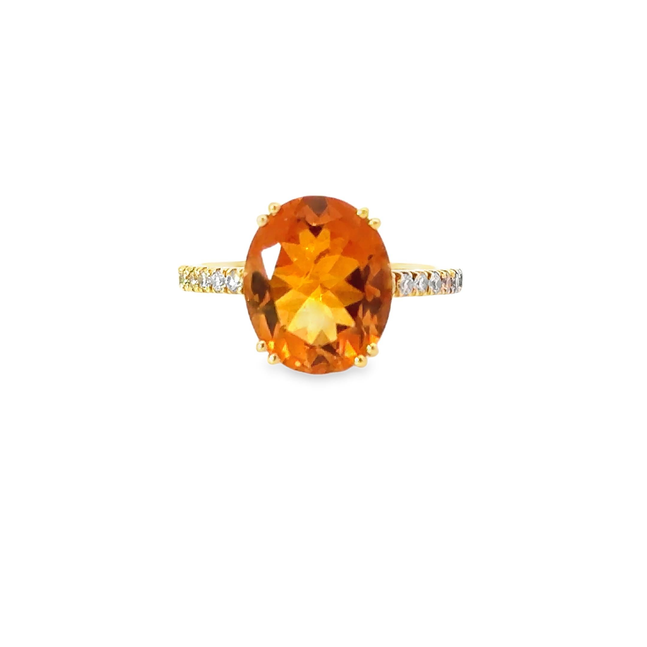 Garavelli Bague en or jaune 18 carats avec citrine de Madera ovale et diamants bruns