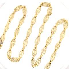 18 Karat Yellow Gold Oval Openwork Link Necklace 42 Grams Italy