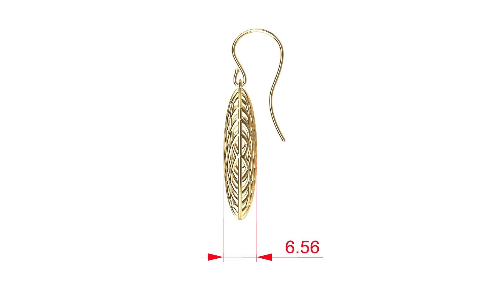 Tiffany designer, Thomas Kurilla created these 18 Karat Yellow Gold Oval Rhombus Earrings.  This is an updated version October 19 , 2022. It is the same design but not 9.7 mm deep, now 6.5 mm. I want to make this accessible without the added weight