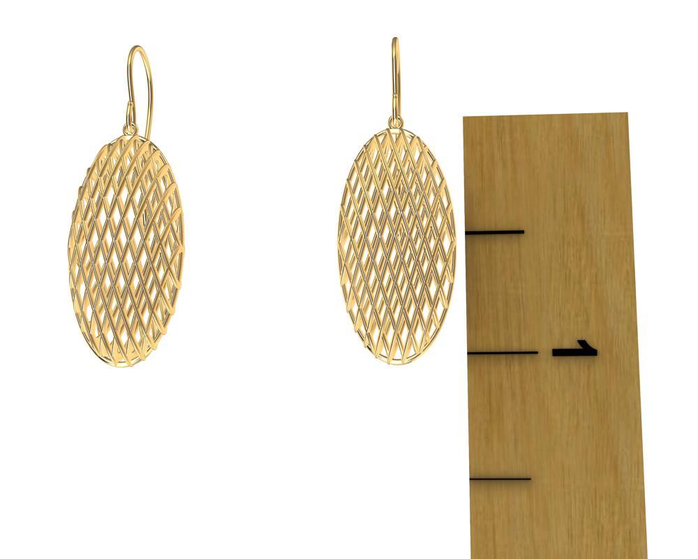 18 Karat Yellow Gold Oval Rhombus Earrings For Sale 6