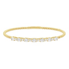18 Karat Yellow Gold Oval & Round Cut Alternating Diamond Flex Bracelet