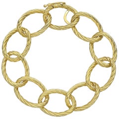 18 Karat Yellow Gold Oval Twisted Link Bracelet