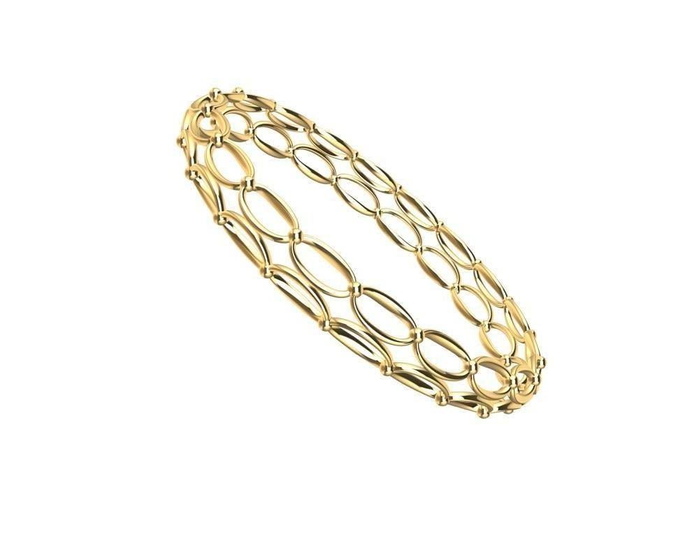 Bracelet en or jaune 18 carats avec ovales et losanges en vente 1
