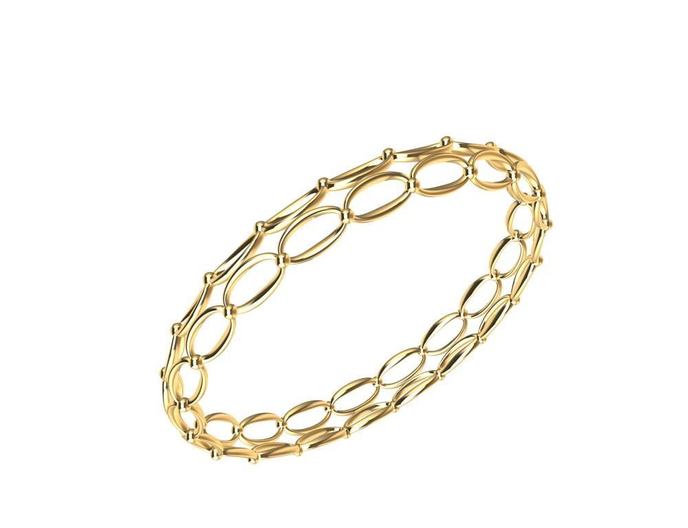 18 Karat Yellow Gold Ovals and Rhombus Bangle Bracelet For Sale 1