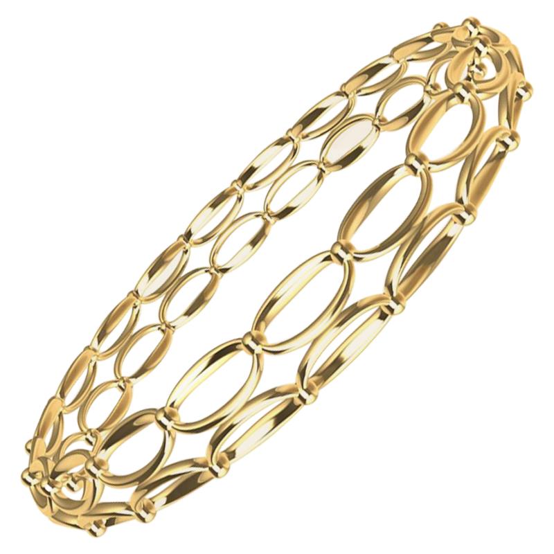 18 Karat Yellow Gold Ovals and Rhombus Bangle Bracelet In New Condition For Sale In New York, NY