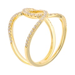 18 Karat Yellow Gold Overlapping Loop Diamond Ring