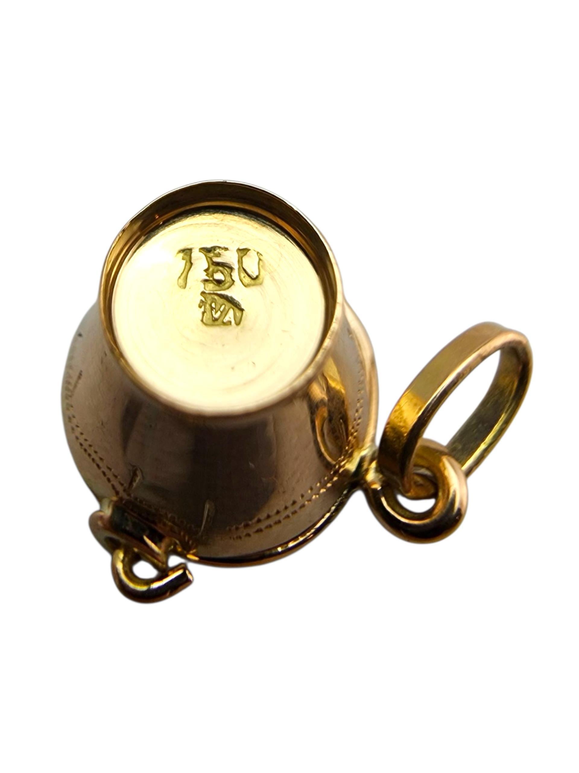 Donna Charm per secchio in oro giallo 18 carati con maniglia mobile #23668 in vendita