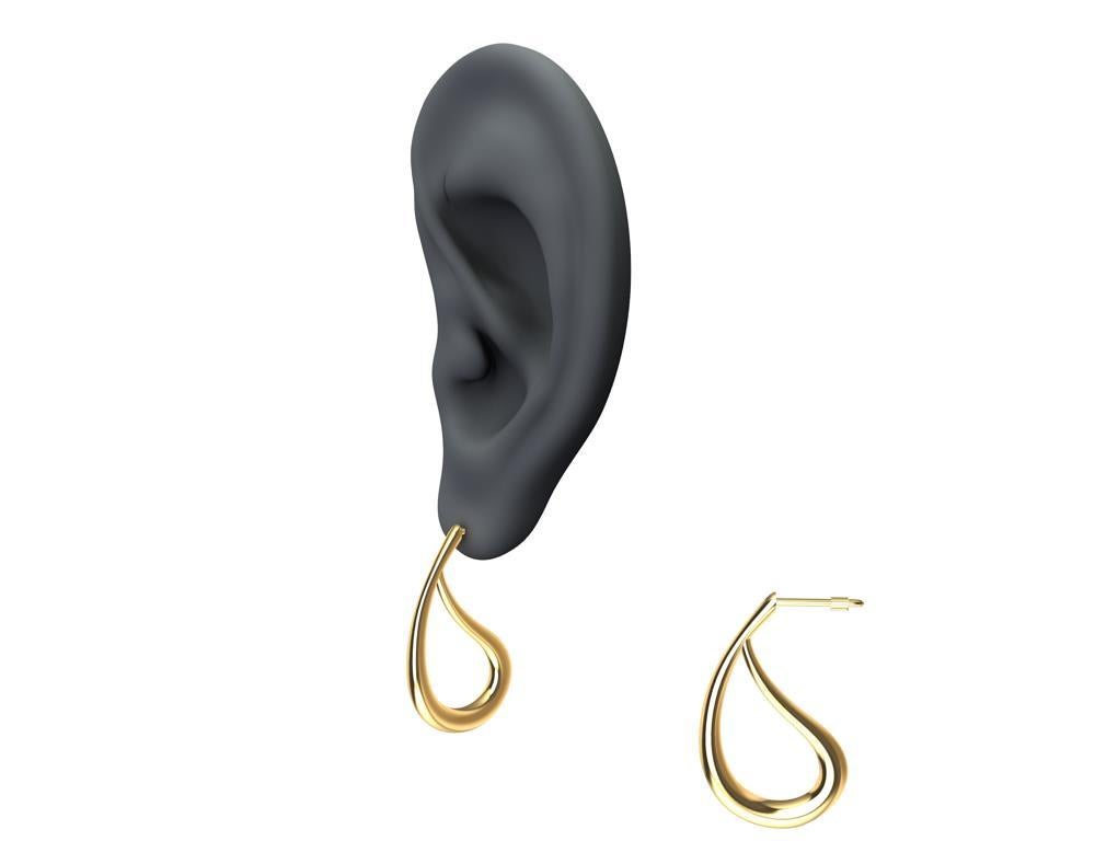 18 Karat Yellow Gold Paisley Teardrop Earrings For Sale 2