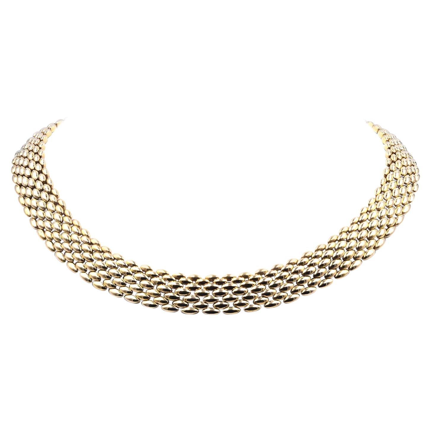 18 Karat Yellow Gold Panther Link Collar Necklace