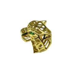 18 Karat Yellow Gold Panther Ring Size 7.75 #18060