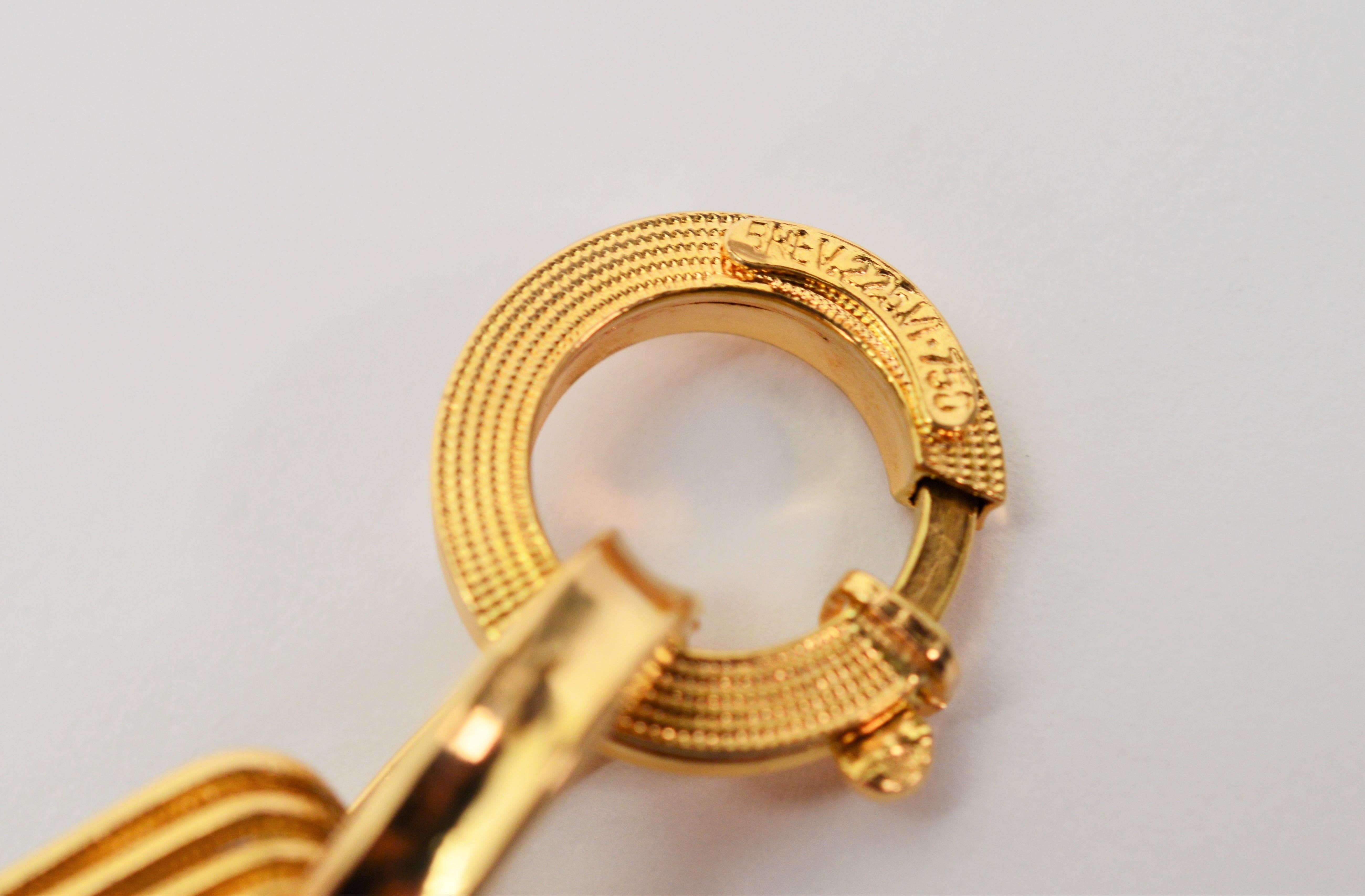 18 Karat Yellow Gold Paper Clip Link Chain Bracelet For Sale 2