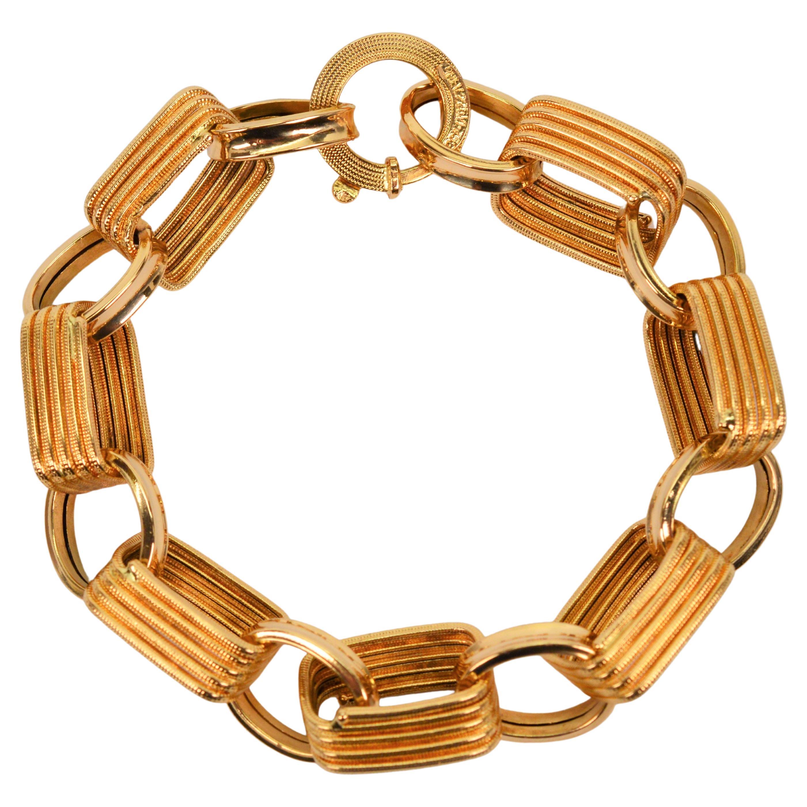 18 Karat Gelbgold Papierklammer-Gliederkette-Armband im Angebot