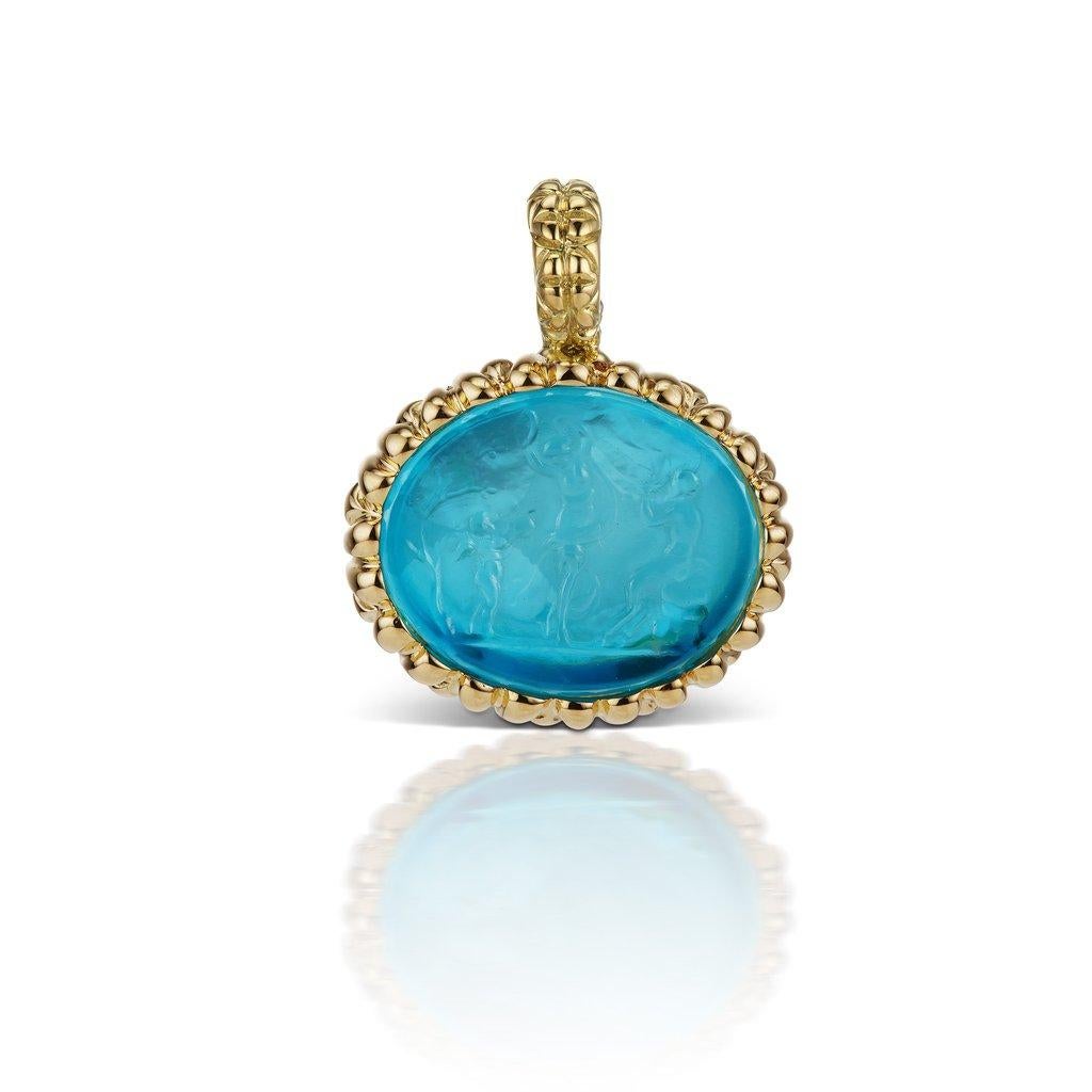 18 Karat Yellow Gold Paraiba Blue Pendant In Excellent Condition In New York, NY