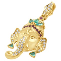 Bague en or jaune 18 carats avec tourmaline Paraiba, diamant et rubis