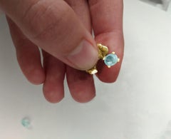 18 Karat Yellow Gold Contemporary Artist Stud Earrings with Paraiba Tourmalines