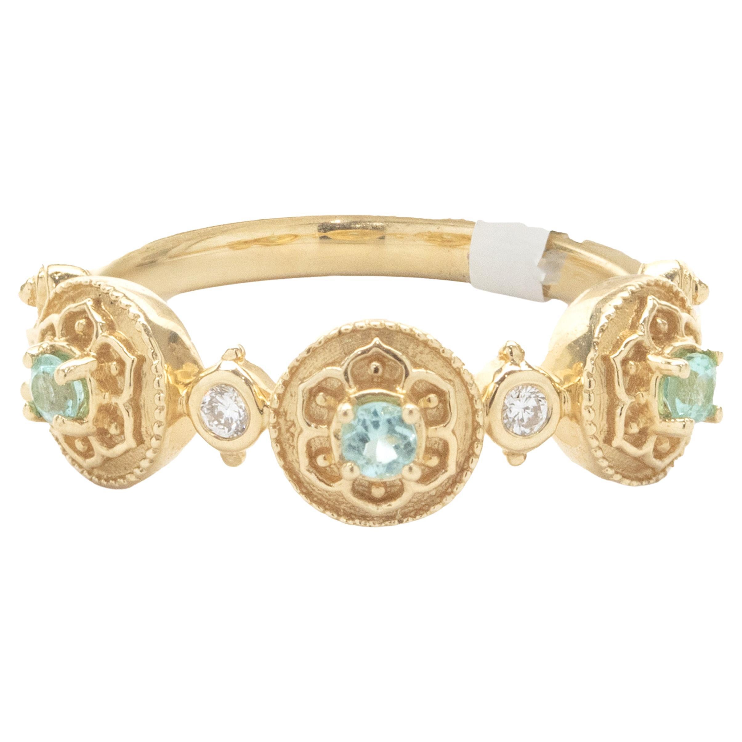 Bracelet en or jaune 18 carats avec tourmaline Pariba et diamants