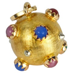 18 Karat Yellow Gold Paste Gem Sputnik Sphere Charm Pendant