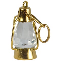 Vintage 18 Karat Yellow Gold Paste Lantern Charm Pendant