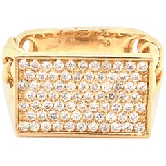 18 Karat Yellow Gold Pave
 Diamond Bar Made in Italy with Box