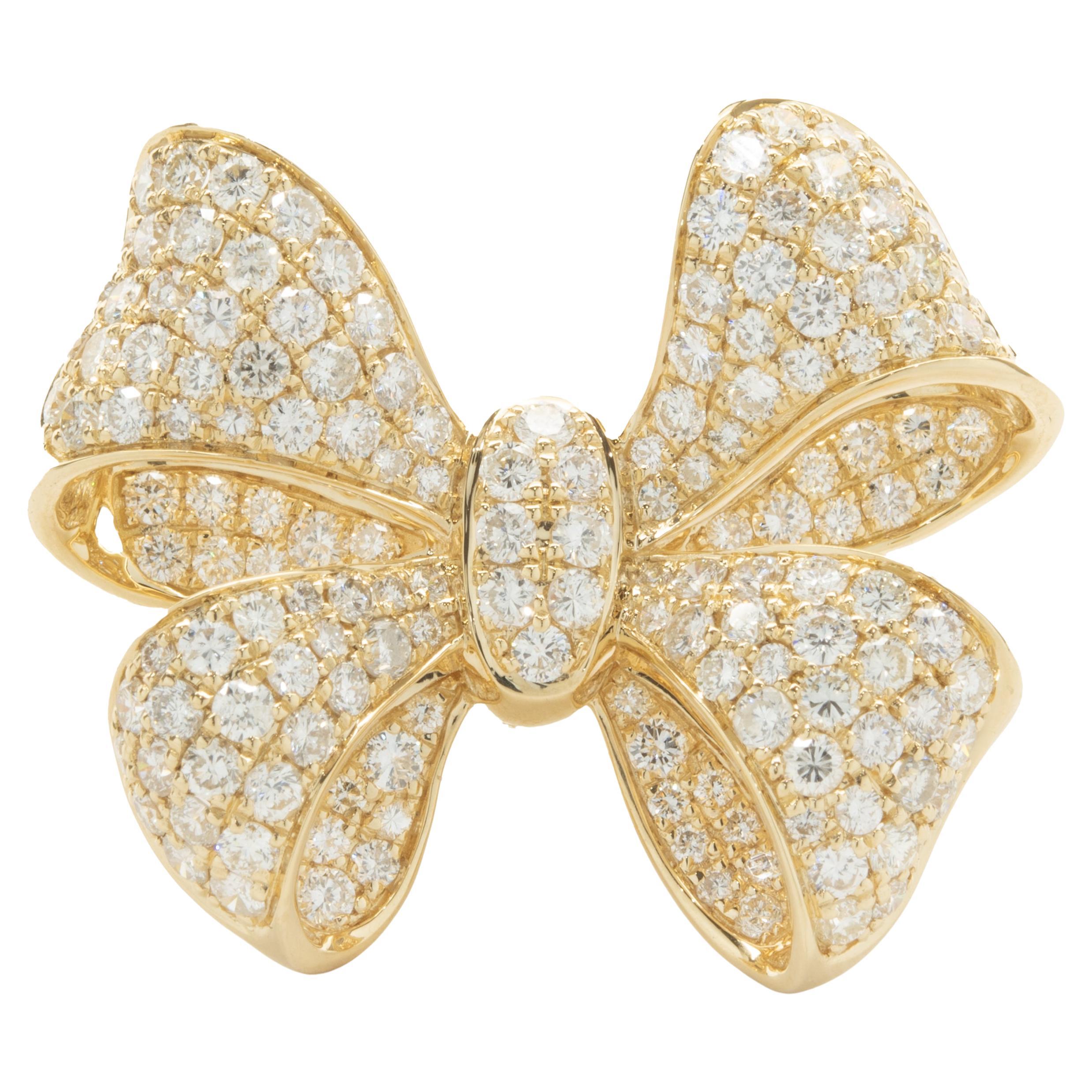 Diamond BowTie 18 Karat Yellow Gold Ring at 1stDibs diamond bow tie ring